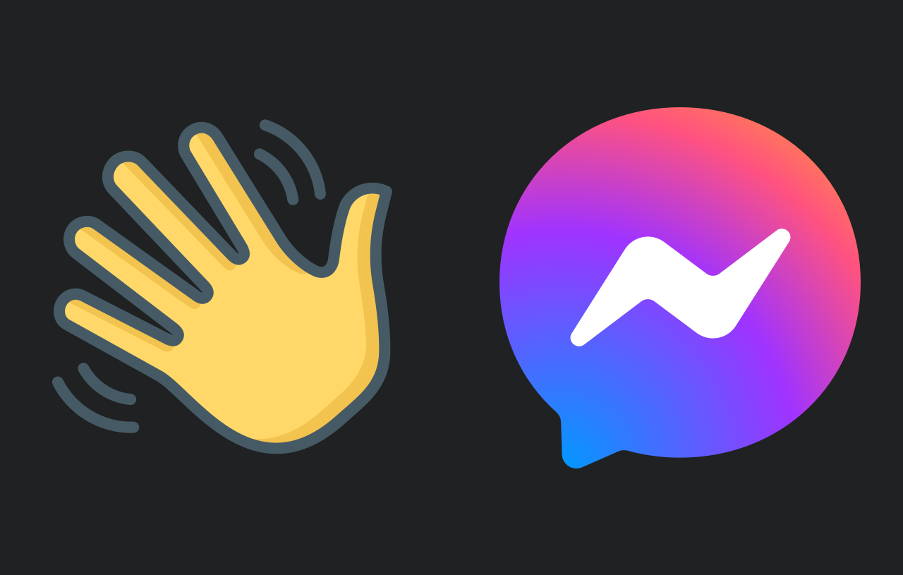 Facebook Messenger icon and a hand waving